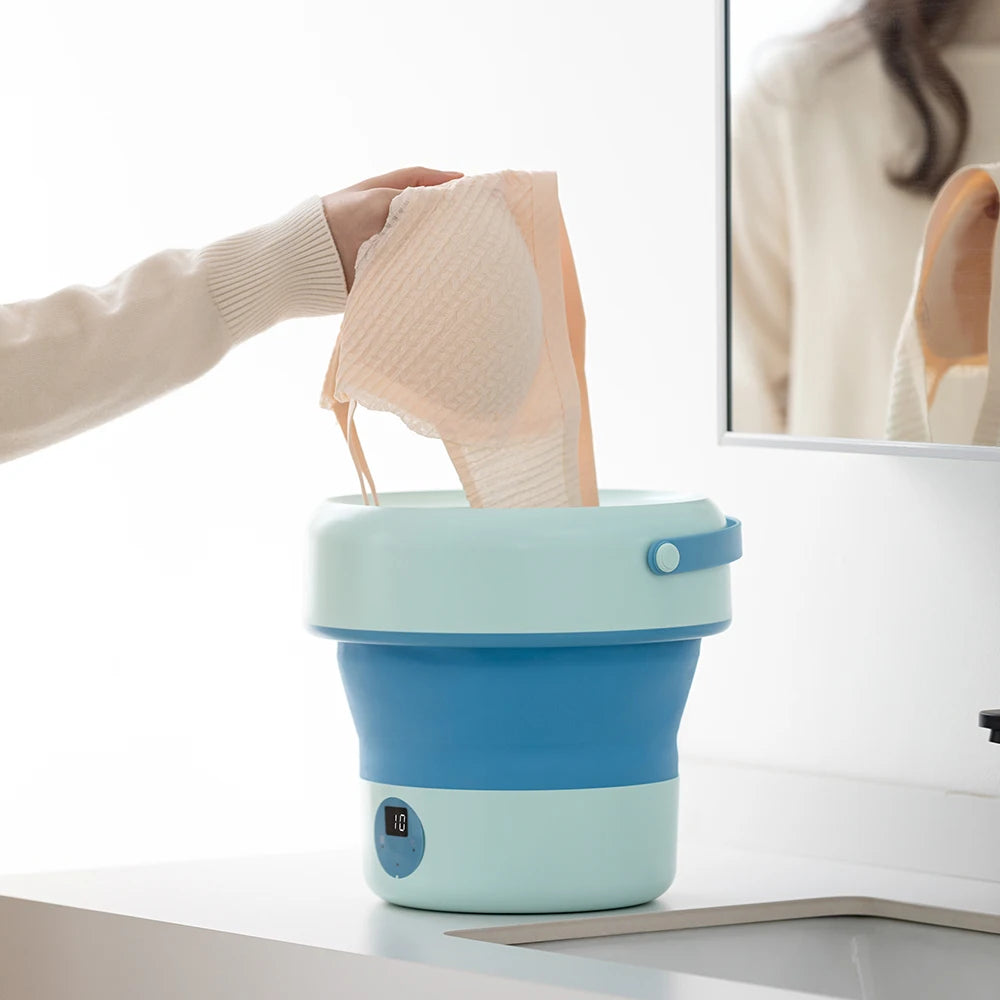 Portable Folding Washing Machine – Ultrasonic Mini Washer for Travel and Home