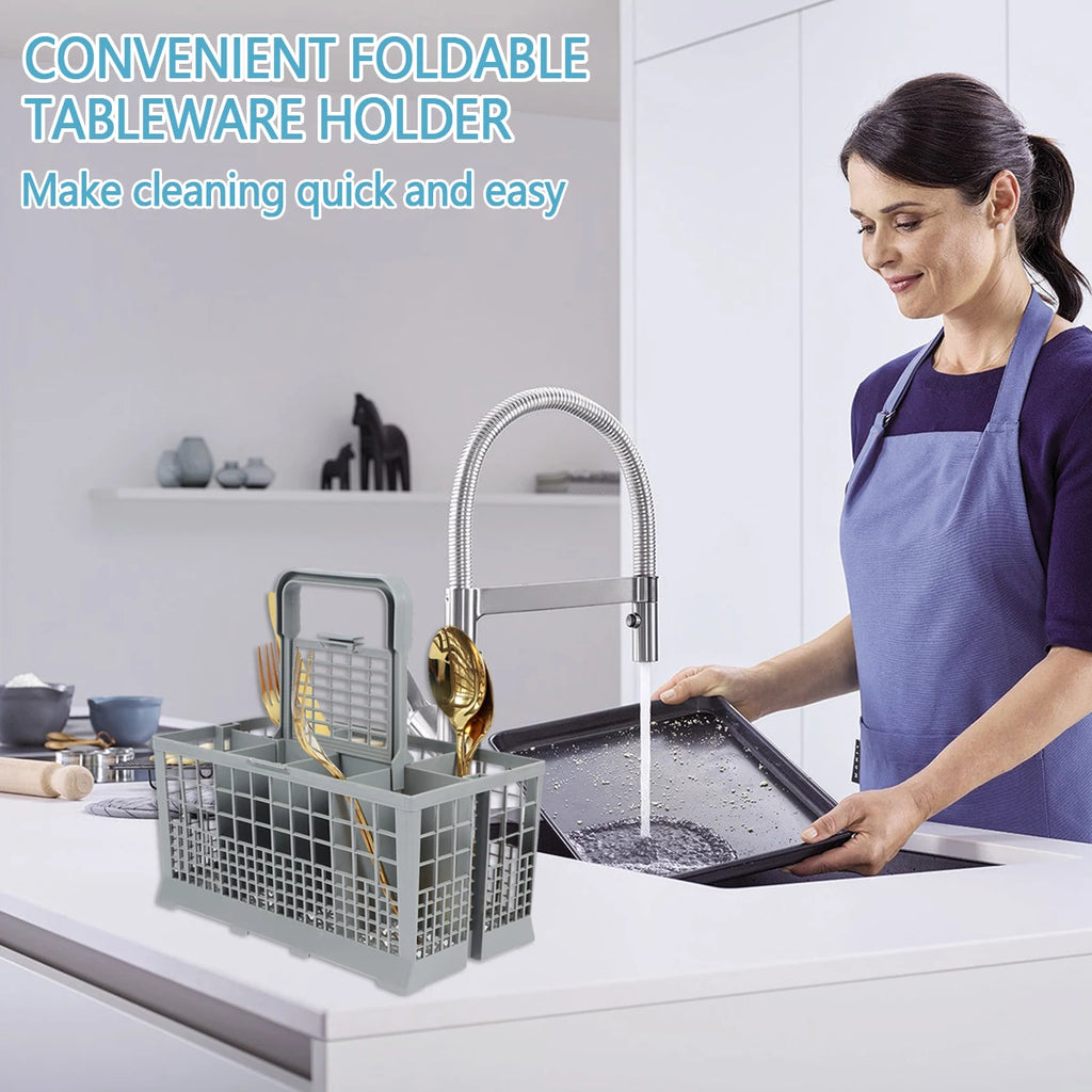 Universal Dishwasher Cutlery Basket – Foldable Flatware Holder for Kitchen