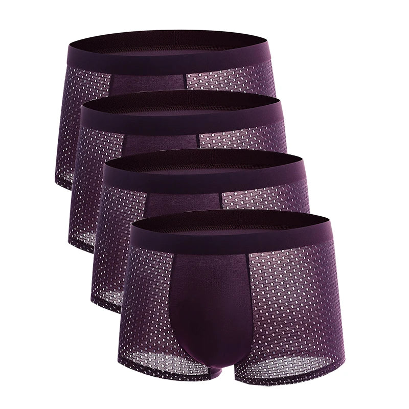 Ice Silk Mesh Boxer Briefs – Breathable Plus Size Underwear for Summer