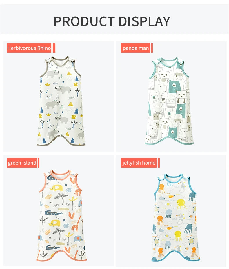 0.5 TOG Baby Sleeping Bag – Cartoon Print Cotton Sleeveless Sleep Sack for Summer