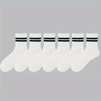Striped Mid Tube Socks – Breathable Cotton Casual Footwear for Men
