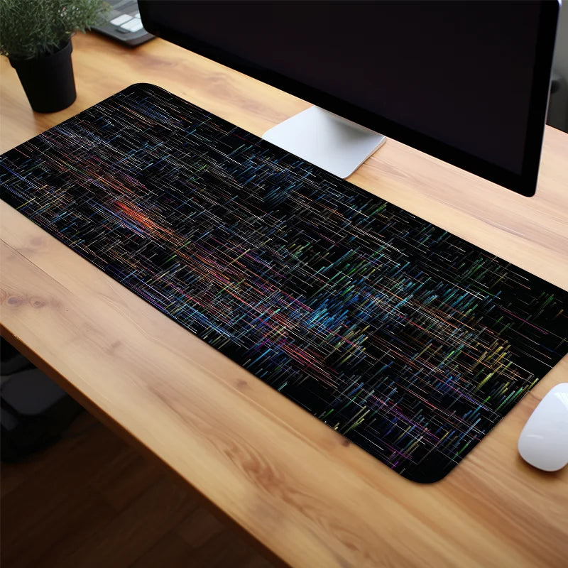 Large Colorful Particle Mouse Pad – Non-Slip Desk Mat for PC Gaming