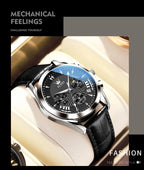 OLEVS Quartz Men's Watch – Luxury Waterproof Leather Wristwatch for Business