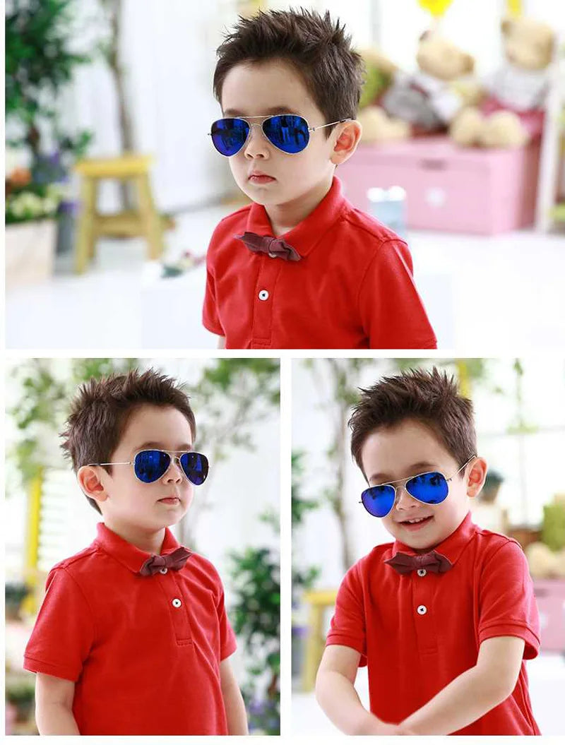 Kids Pilot Sunglasses – Reflective Metal Aviator Glasses for Boys and Girls