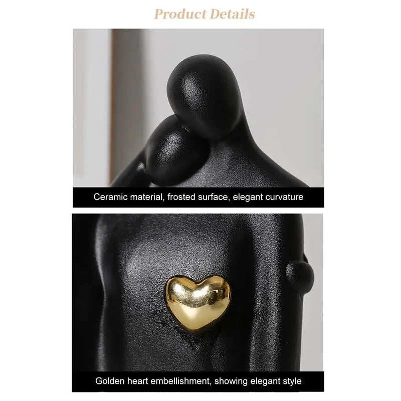 Couple Figurine Statue – Romantic Sculpture for Home Bookshelf Decor