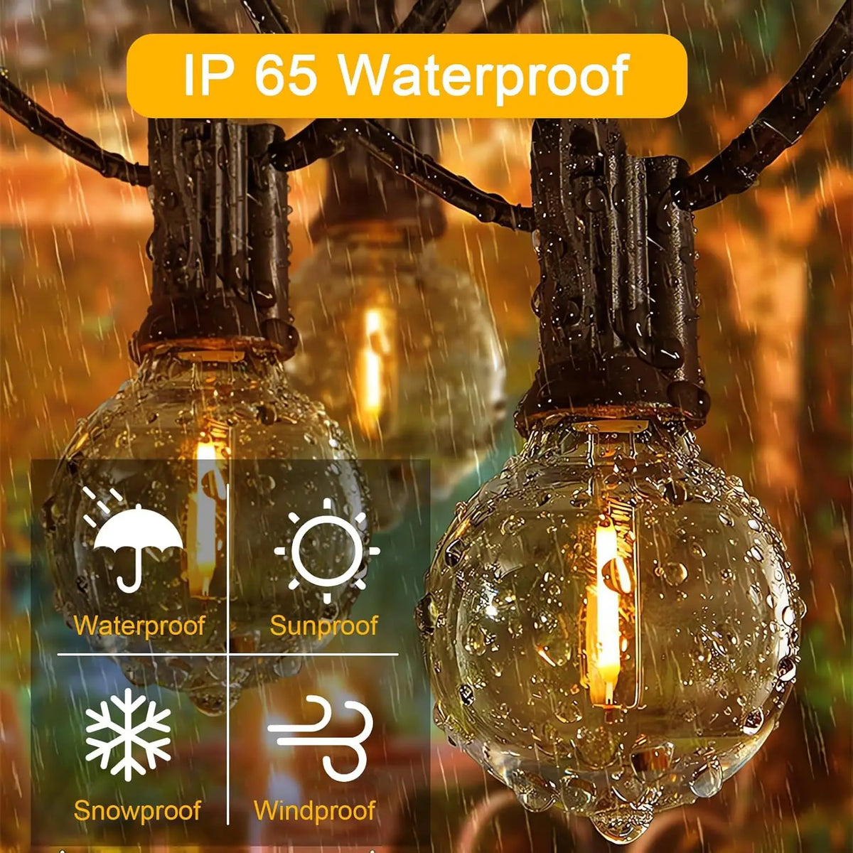 G40 Solar LED String Lights – Weatherproof Shatterproof Decor for Patio