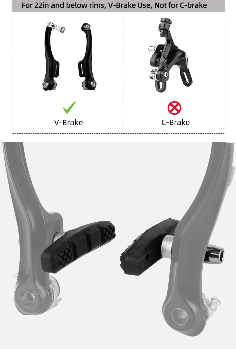 60mm Threaded V-Brake Pads – All-Weather MTB Brake Shoes for Mountain Bikes