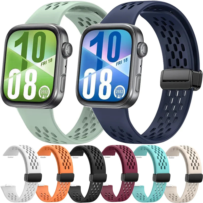 Magnetic Silicone Watch Strap – Breathable Sports Band for Huawei Watch Fit