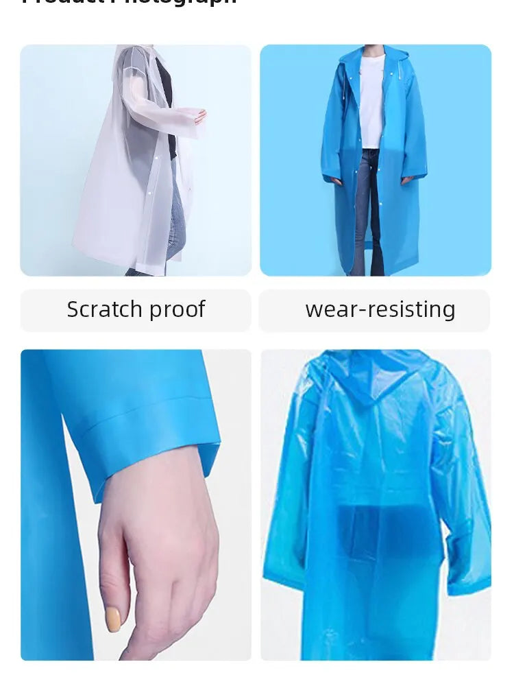 Heavy Duty Waterproof Raincoat – Thickened Hooded Poncho for Outdoor Travel