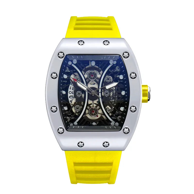 Luminous Tonneau Men's Watch – Luxury Sport Calendar Wristwatch for Daily Wear