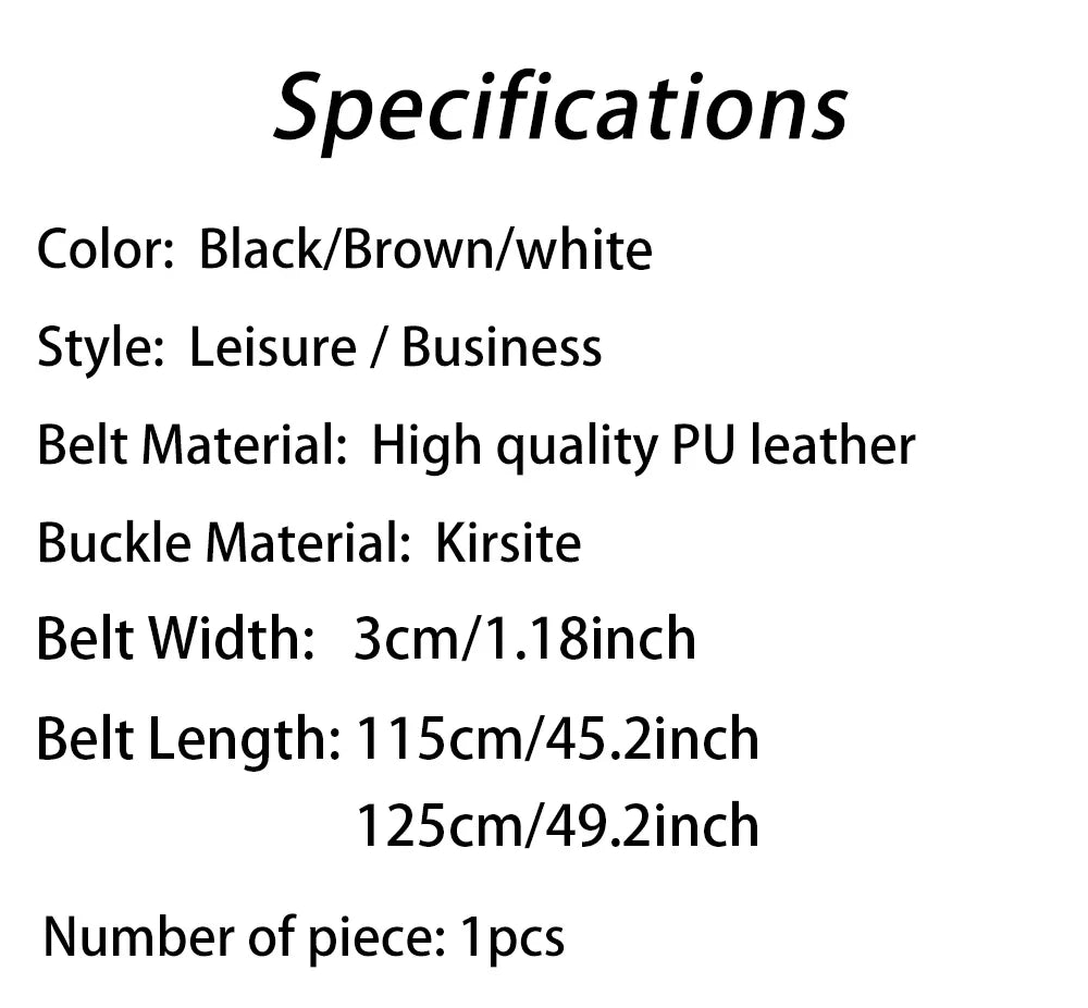 Mens PU Leather Belt – Designer Style Metal Pin Buckle for Casual Jeans