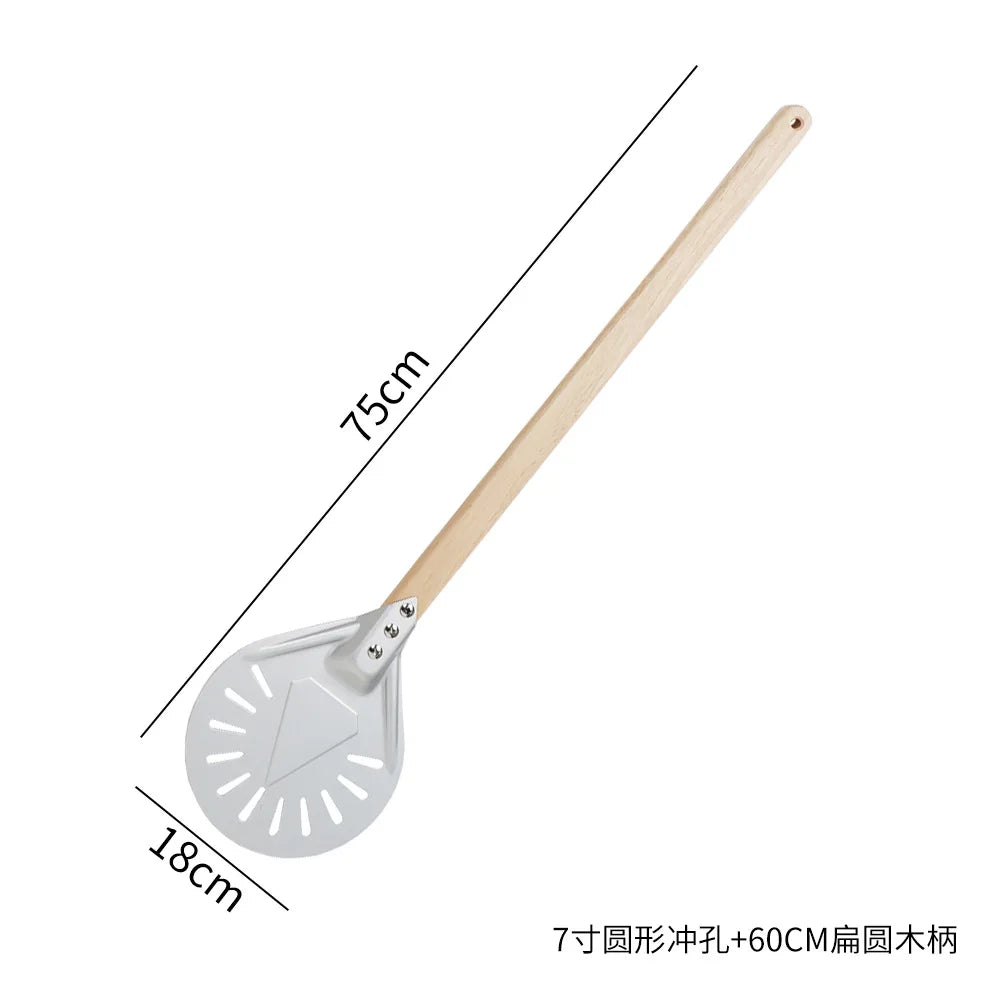 Perforated Aluminum Pizza Peel – Non-Slip Wooden Handle for Home Baking