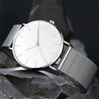 Minimalist Quartz Wristwatch – Slim Mesh Strap for Casual Business Wear