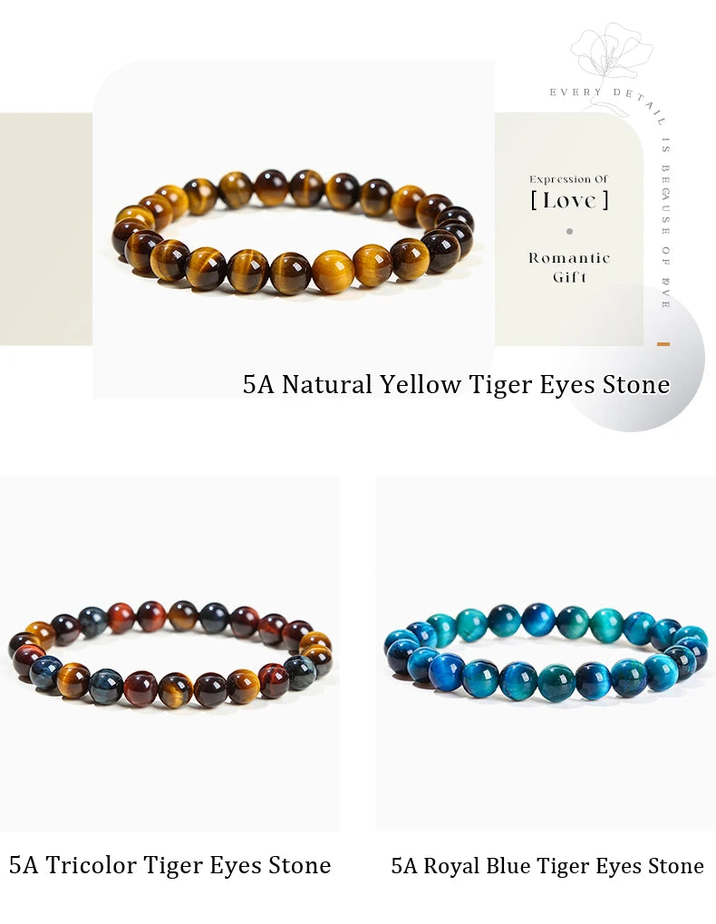 Natural Stone Bead Bracelet – Healing Crystal Gemstone Jewelry for Men and Women