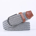 Woven Elastic Canvas Belt – Stretch Braided Buckle Strap for Casual Jeans