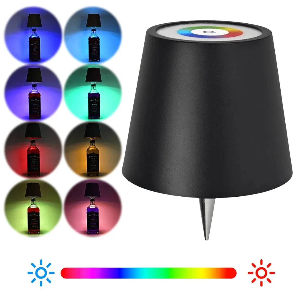 Wireless LED Wine Bottle Lamp – Touch Control for Outdoor Dining