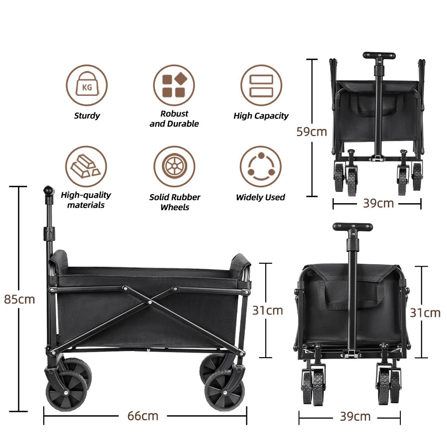 Collapsible Utility Cart – Heavy Duty Foldable Wagon for Camping and Beach