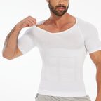Men's Compression Shapewear Shirt – V-Neck Tummy Control for Fitness Workout