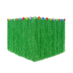 Tropical Hawaiian Table Skirt – Reusable Grass Fringe for Luau Party Decor