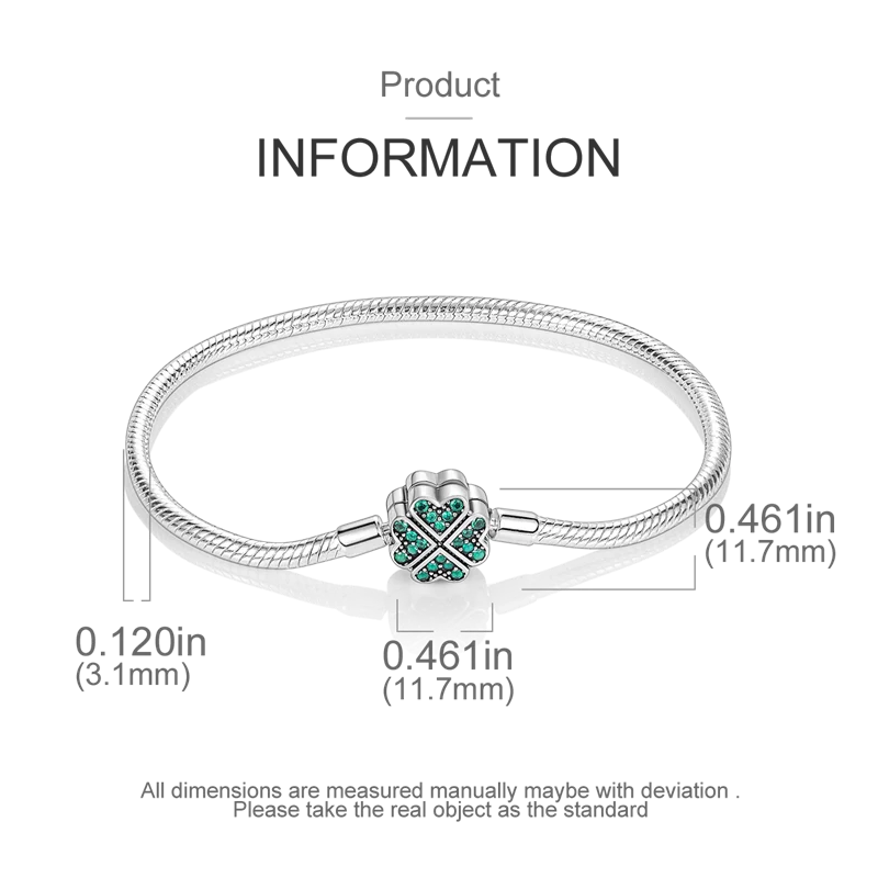 925 Sterling Silver Charm Bracelet – Adjustable Green Zircon for Birthday Gifts