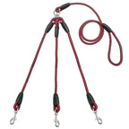 Adjustable Nylon Triple Dog Leash – No-Tangle 3 Way Lead for Walking Pets