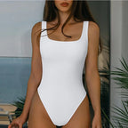 Ribbed Tummy Control Jumpsuit – Open Crotch Shapewear for Daily Compression