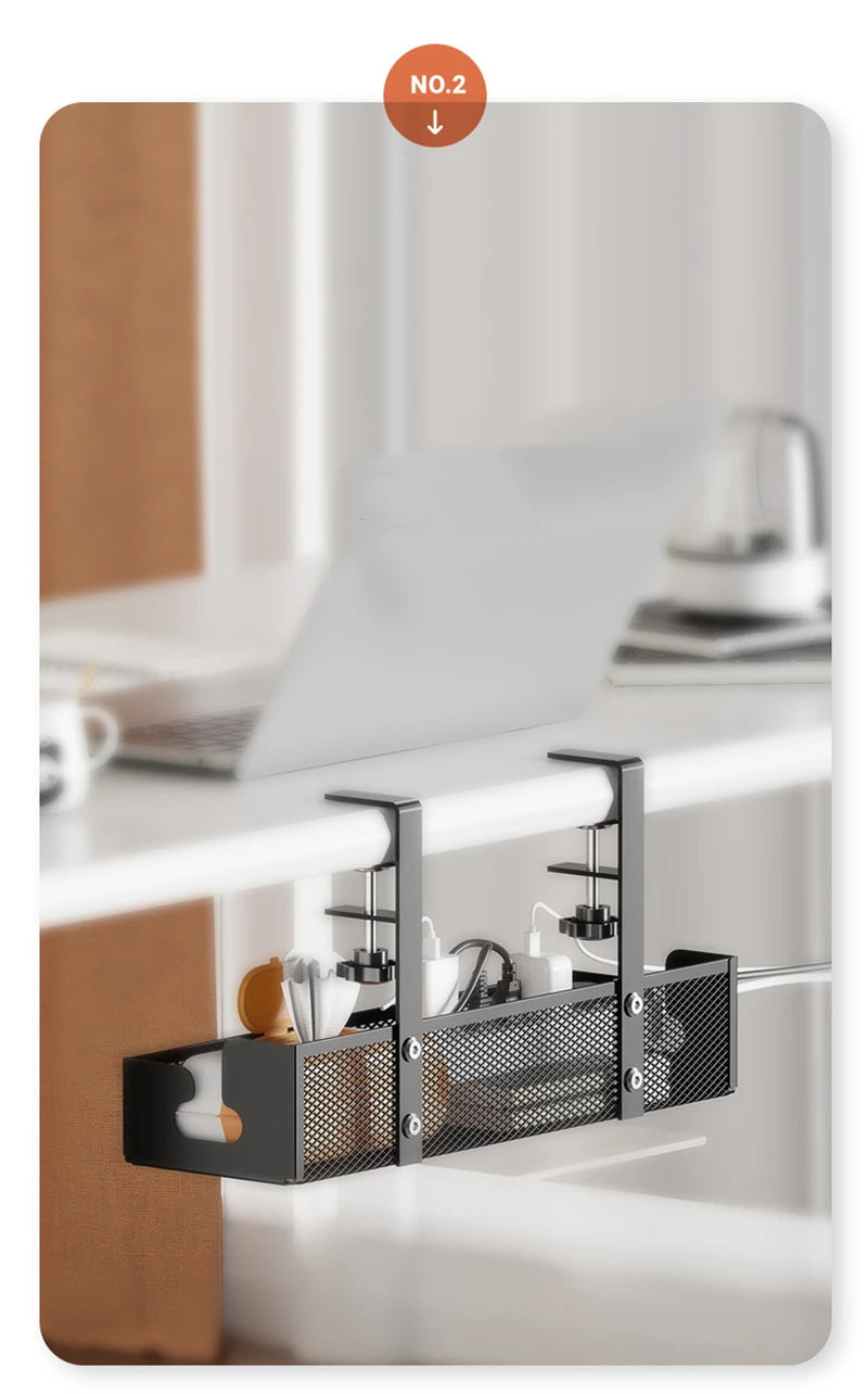 Extendable Metal Cable Tray – Clamp-On Cord Organizer for Office Desk