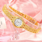 Gold Plated Quartz Bracelet Watch – Elegant Analog Timepiece for Women