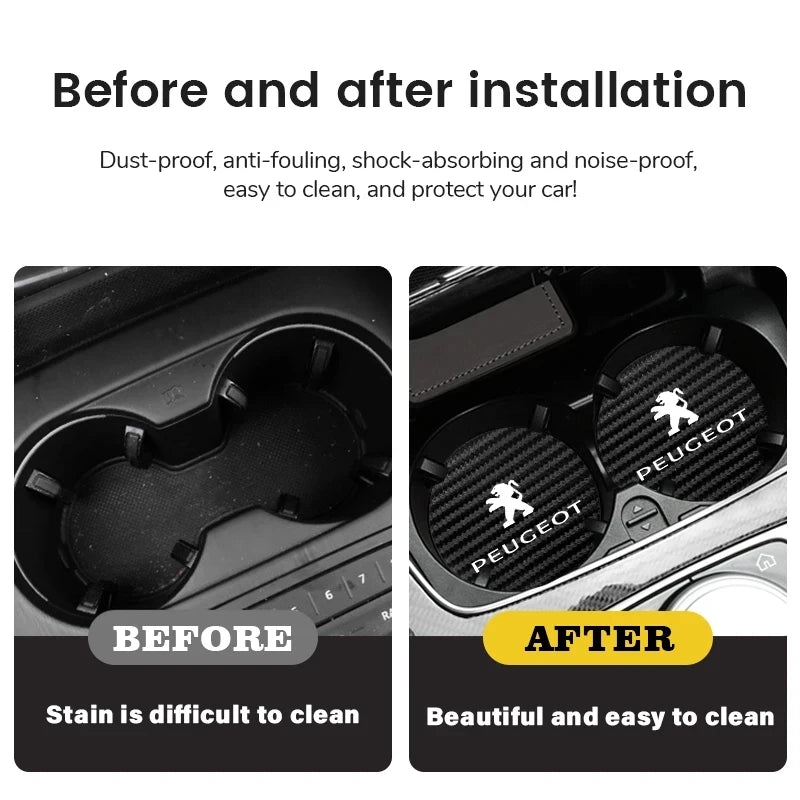 Silicone Car Cup Coasters – Non-Slip Waterproof Interior Pads for Peugeot