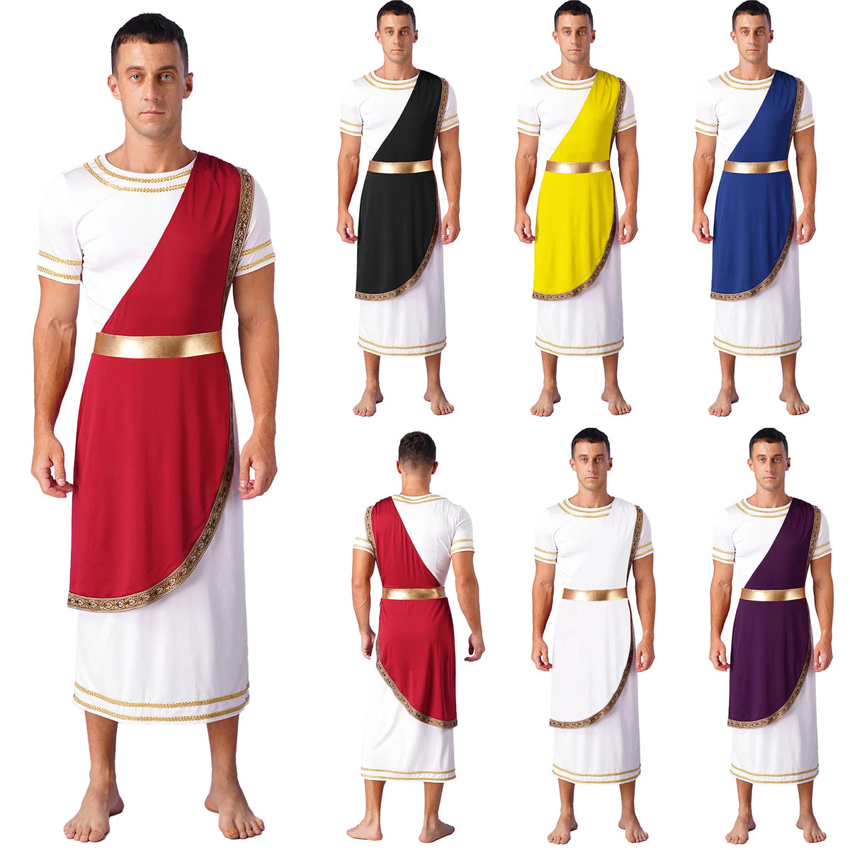 Ancient Greek Toga – Men’s Roman Robe for Halloween Cosplay Costume