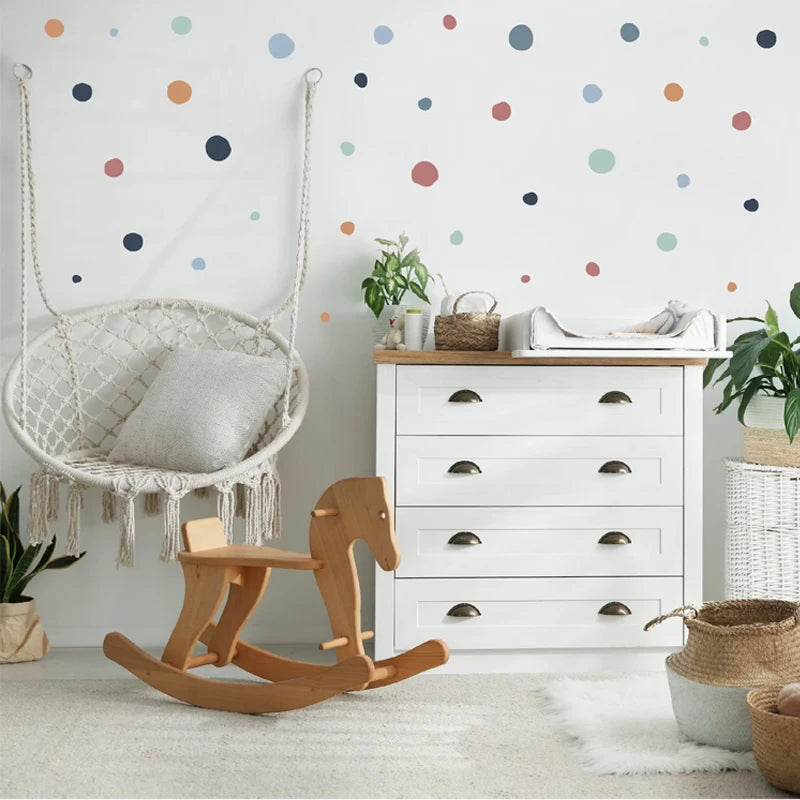 Boho Polka Dot Wall Decals – Colorful Removable Nursery Decor for Kids Room