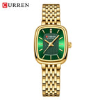 Gold Stainless Steel Quartz Watch – Elegant Square Dial for Business Fashion