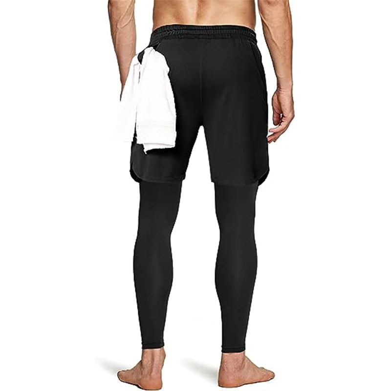 2-in-1 Men's Athletic Pants – Training Trousers for Gym Fitness Running
