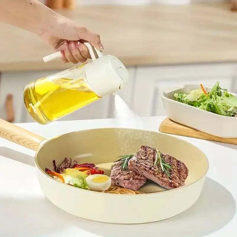 Glass Oil Dispenser Bottle – 2-in-1 Spray and Pour for Kitchen Cooking