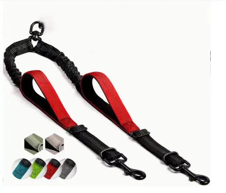 Dual Dog Leash Coupler – No-Tangle Padded Bungee for Two Dogs Walking