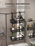 Three-Layer Wall Mounted Bathroom Rack – Shower Storage Organizer