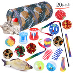 Interactive Cat Play Tunnel – Foldable Mouse and Fish Toy Set for Pets