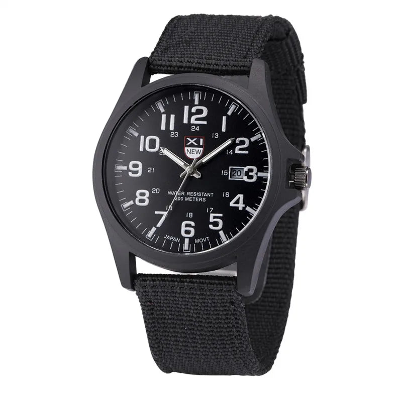 XINEW Nylon Band Quartz Watch – Military Casual Wristwatch for Men