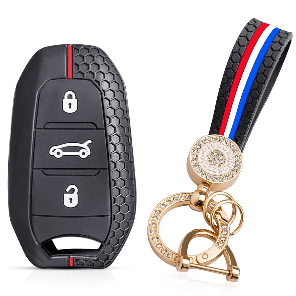 Silicone Car Key Fob Cover – Protective Remote Case for Peugeot and Citroen