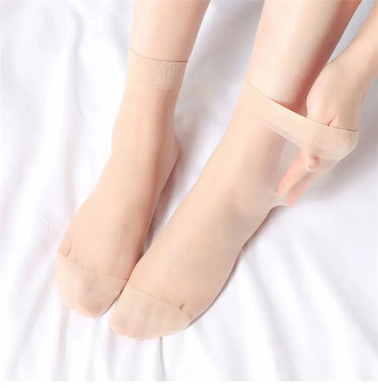 Ultrathin Crystal Nylon Ankle Socks – Sheer Summer Hosiery for Women