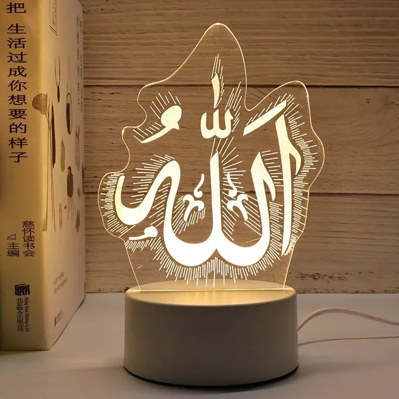 Acrylic LED Night Light – Eid Mubarak Ornament for Ramadan Home Decor