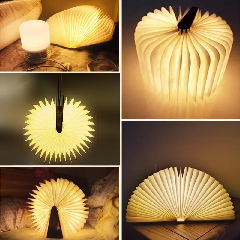 Wooden Book Lamp – Folding RGB LED Night Light for Bedroom Decor Kids Gift