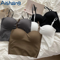 Women's Double Strap Crop Top – Slim Fit Solid Color Vest for Sport