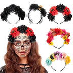 Mexican Rose Flower Crown – Boho Floral Headpiece for Halloween Party Wedding