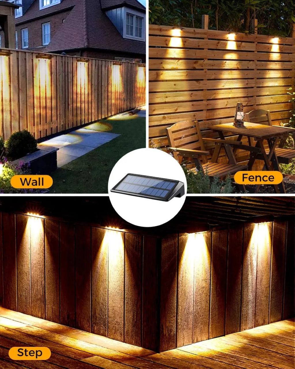 Solar LED Wall Lights – Waterproof Outdoor Lamps for Fence Deck Pathway