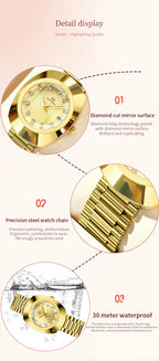 Oval Stainless Steel Women’s Watch – 34mm Gold Diamond Dress for Banquet