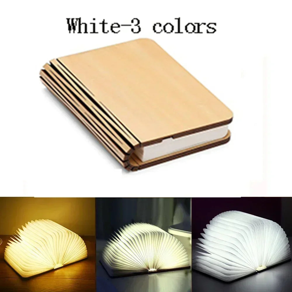 Wooden Book Lamp – Folding RGB LED Night Light for Bedroom Decor Kids Gift