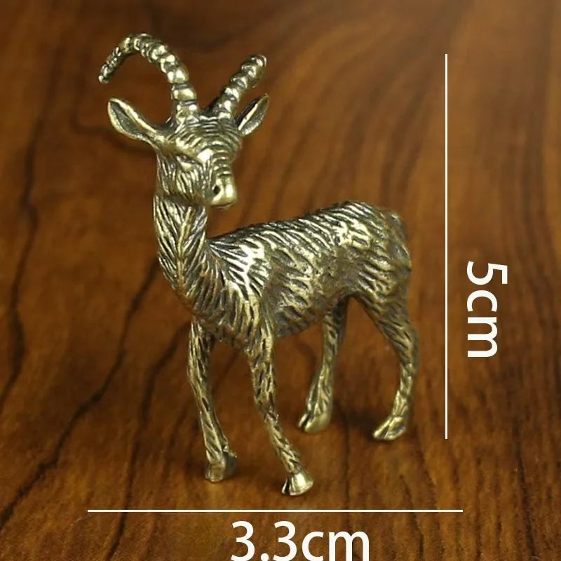 Antique Brass Elephant Figurine – Miniature Animal Ornament for Home Decor