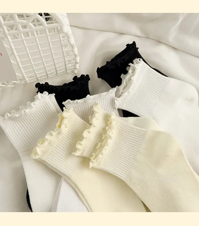 Ruffled Cotton Ankle Socks – Kawaii Lolita Accessories for Women