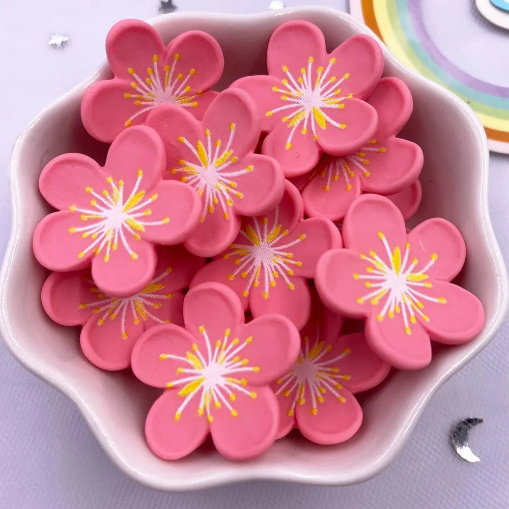 Resin Cherry Blossom Flatbacks – Colorful DIY Stones for Scrapbook Crafts